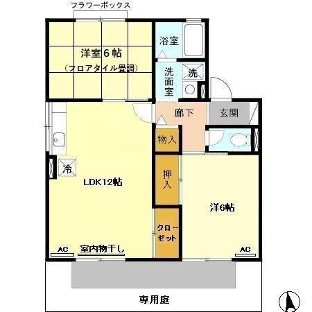 セジュール野田 A(2LDK/1階)の間取り写真