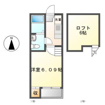 グレイス本陣(1K/2階)の間取り写真