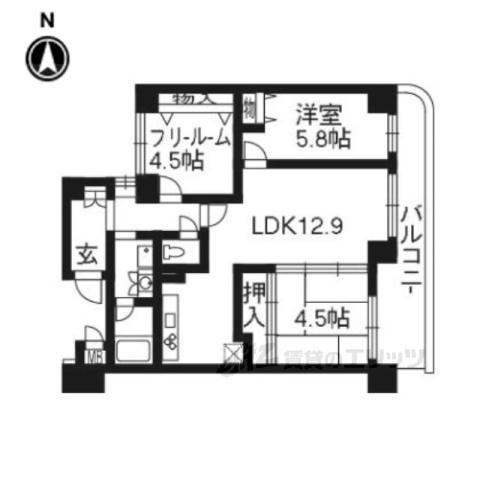 クラウンハイム京都西陣(3LDK/2階)の間取り写真