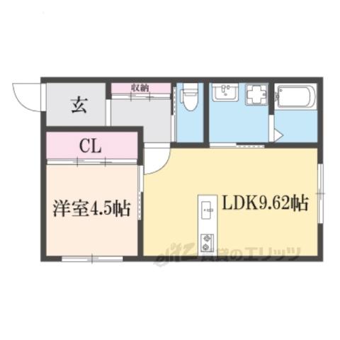 グラシエ土師ノース(1LDK/1階)の間取り写真