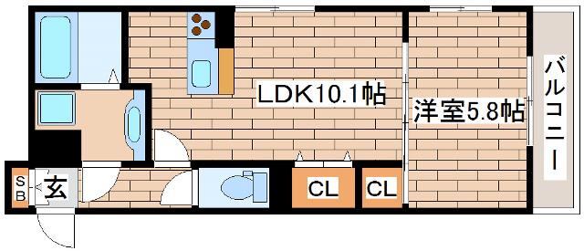 グレイスコート神戸永手町(1LDK/2階)の間取り写真