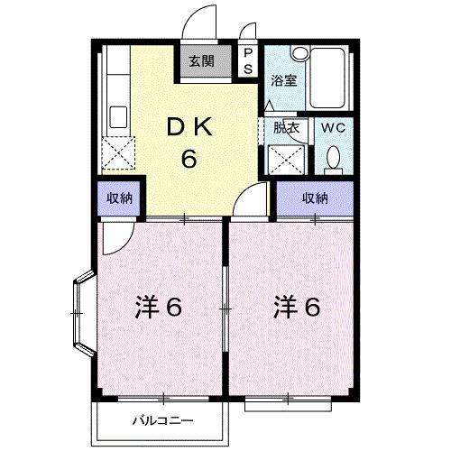 ルミネミワ C(2DK/1階)の間取り写真