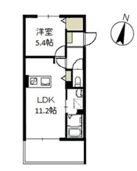 メープルコート A(1LDK/1階)の間取り写真