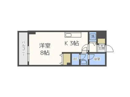 PRIME URBAN北14条(1K/3階)の間取り写真