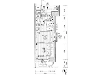 日神デュオステージ新宿若松町(1DK/10階)の間取り写真