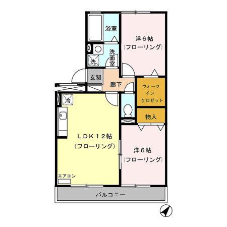 トリヴァンベールB(2LDK/3階)の間取り写真