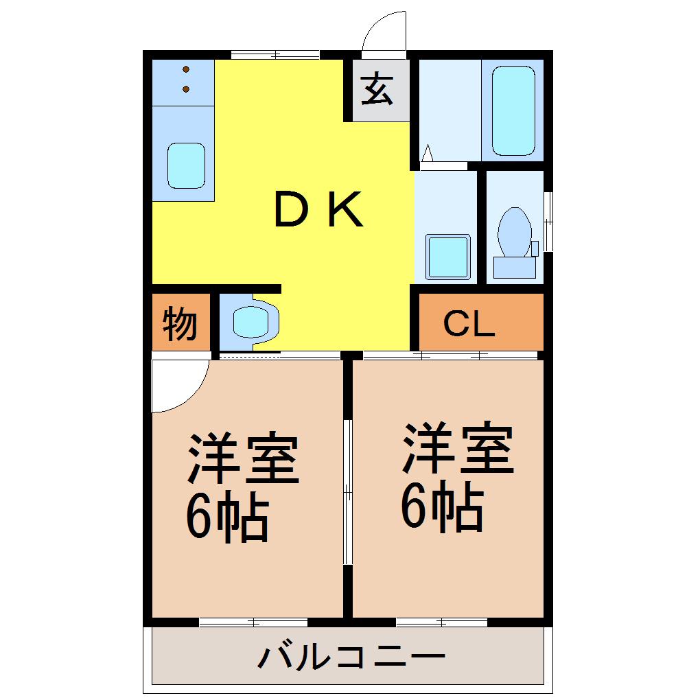 サンシャト-ルスズキ(2DK/2階)の間取り写真