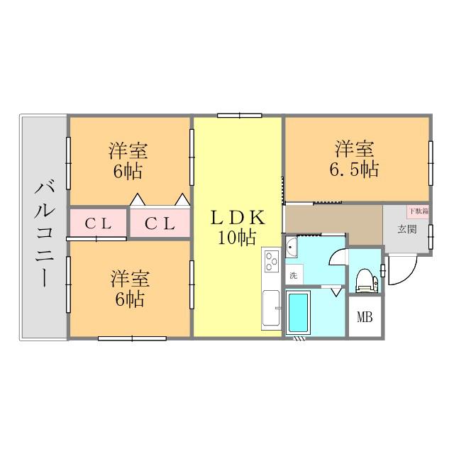 第2日興マンション(3LDK/2階)の間取り写真