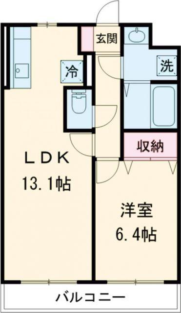モアベリー(1LDK/6階)の間取り写真