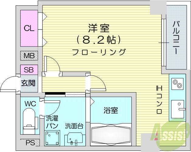 ヴィアーレ堤(1K/3階)の間取り写真