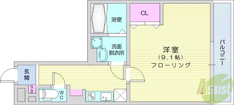 COSMO CITYⅡ(1K/3階)の間取り写真