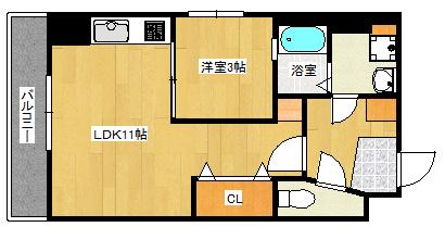 鶴見橋GRANDE(1LDK/3階)の間取り写真