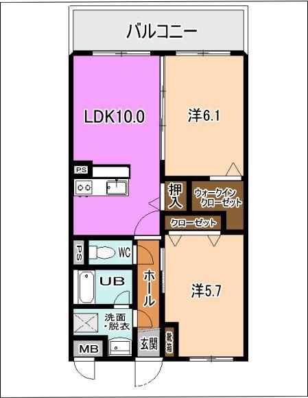 フロスト平松(2LDK/3階)の間取り写真