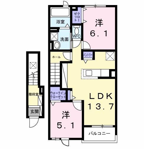 古ケ崎2丁目アパートB(2LDK/2階)の間取り写真