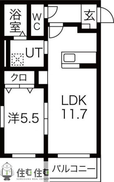 ハートフルマンション上野(1LDK/3階)の間取り写真