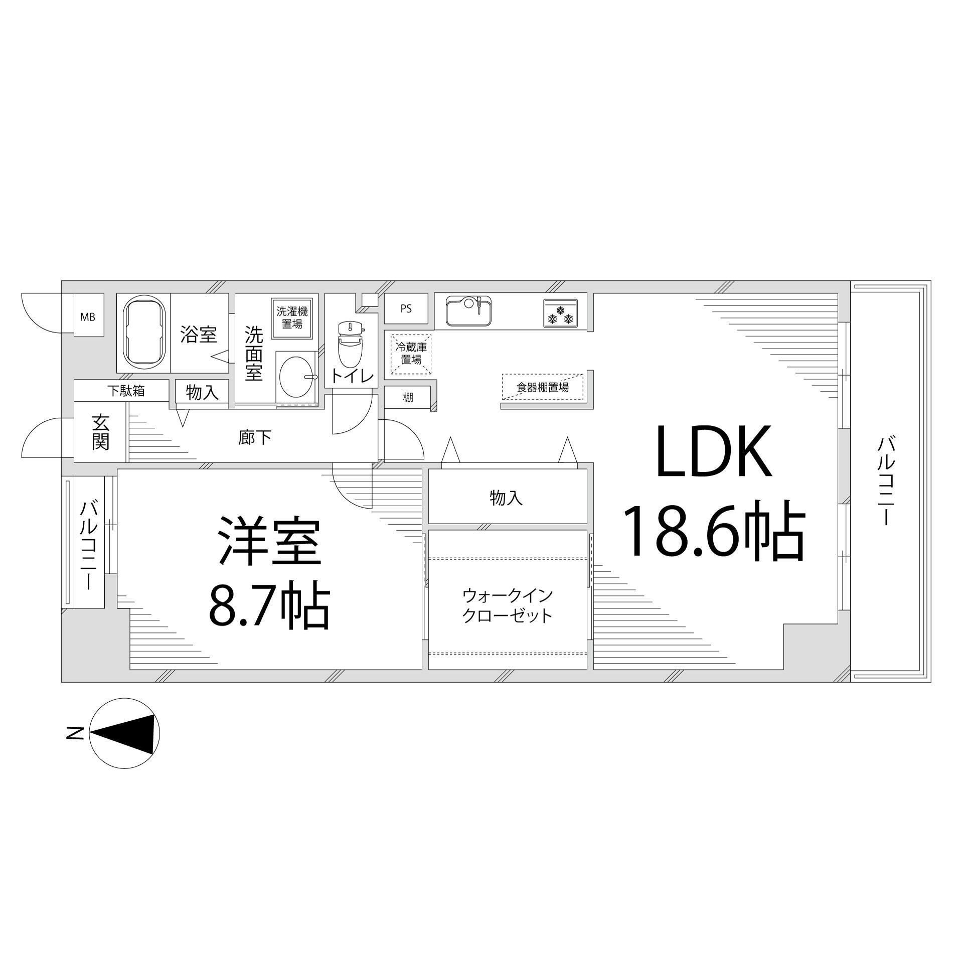 キャッスルコート福崎(1LDK/9階)の間取り写真