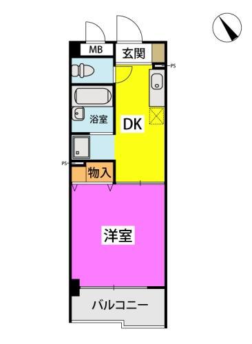 リファインドYM(1DK/5階)の間取り写真