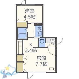 OGGI南円山(1LDK/2階)の間取り写真