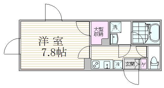 グランピア東中野駅前(1K/3階)の間取り写真