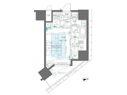 ズーム新宿御苑前 (1K/4階)の間取り写真