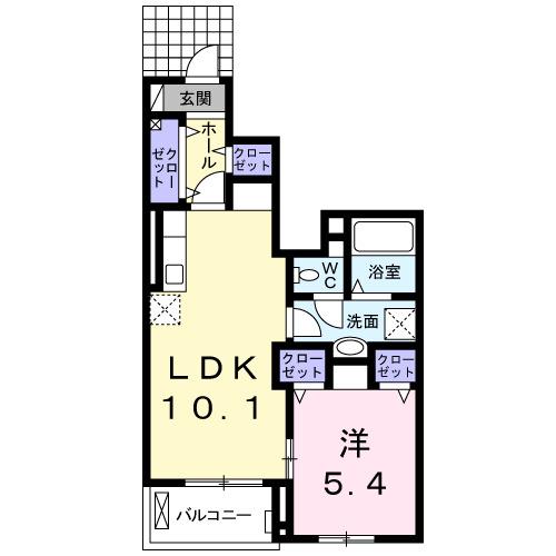 ベル・ソレイユK(1LDK/1階)の間取り写真