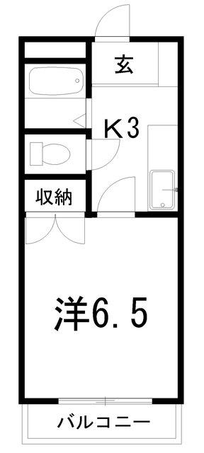 ピュア高須II(1K/2階)の間取り写真
