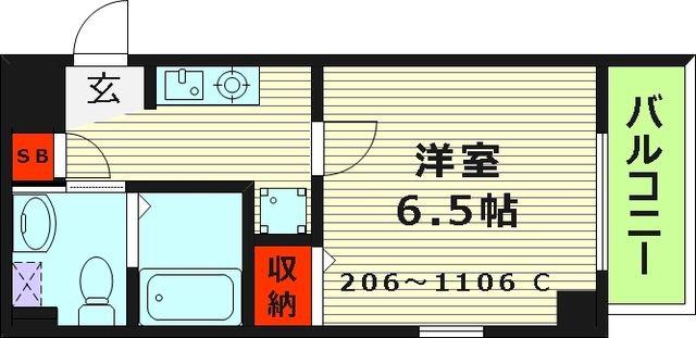 エスリード京橋3番館(1K/2階)の間取り写真