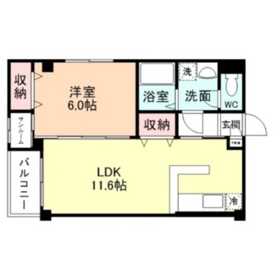 プリズム婦中II(1LDK/1階)の間取り写真