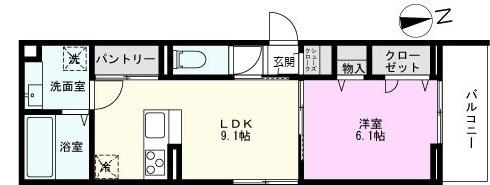 CHARDON NORD(1LDK/2階)の間取り写真