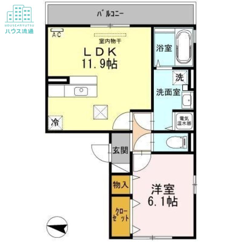 ロイヤルガーデン木場(1LDK/1階)の間取り写真