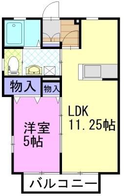 Y3ツルタ・パナハイツ(1LDK/1階)の間取り写真
