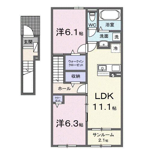 うららII(2LDK/2階)の間取り写真
