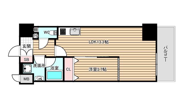 サルナート海老江(1LDK/7階)の間取り写真
