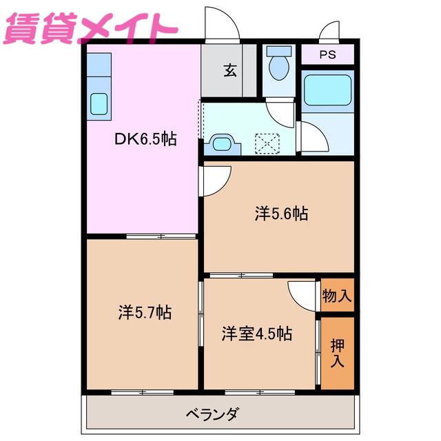 セピアロード(3DK/2階)の間取り写真