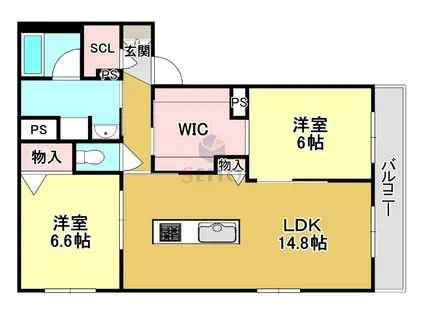 シャーメゾンミーサ(2LDK/2階)の間取り写真