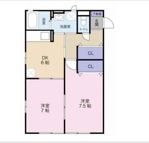 フラワームーン(2DK/2階)の間取り写真