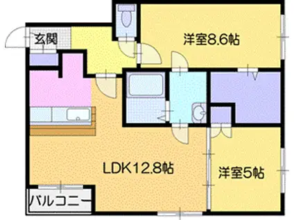 カーサフェリーチェ新札幌(2LDK/1階)の間取り写真
