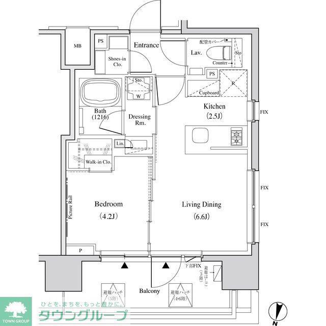 ザ・パークハビオ代々木(1LDK/3階)の間取り写真