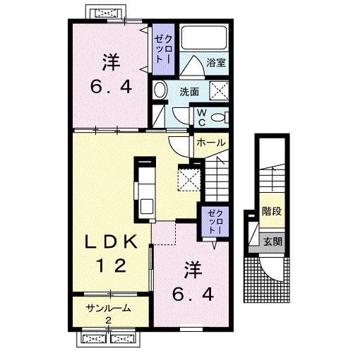 ヴィラ・ブリーズIII(2LDK/2階)の間取り写真