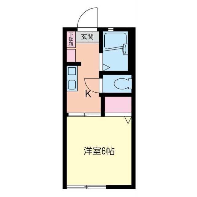 YSハイムB棟(1K/2階)の間取り写真