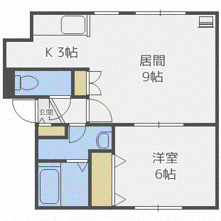 シルキー月寒東B棟(1LDK/2階)の間取り写真