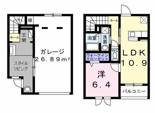 ベルシェールI(1LDK/1階)の間取り写真