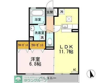 クレール扇(1LDK/1階)の間取り写真