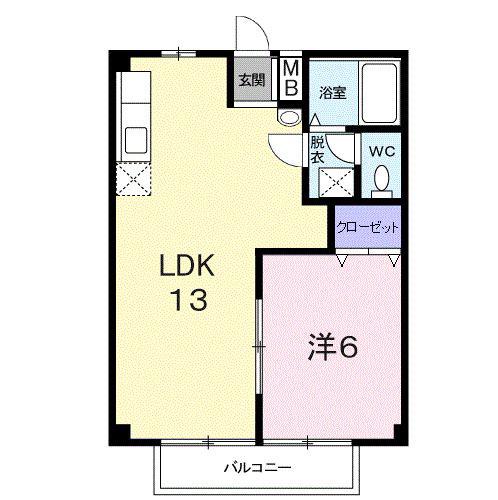 アーバンステート東中田(1LDK/1階)の間取り写真