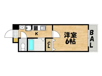 グランパシフィック鶴橋(1K/6階)の間取り写真