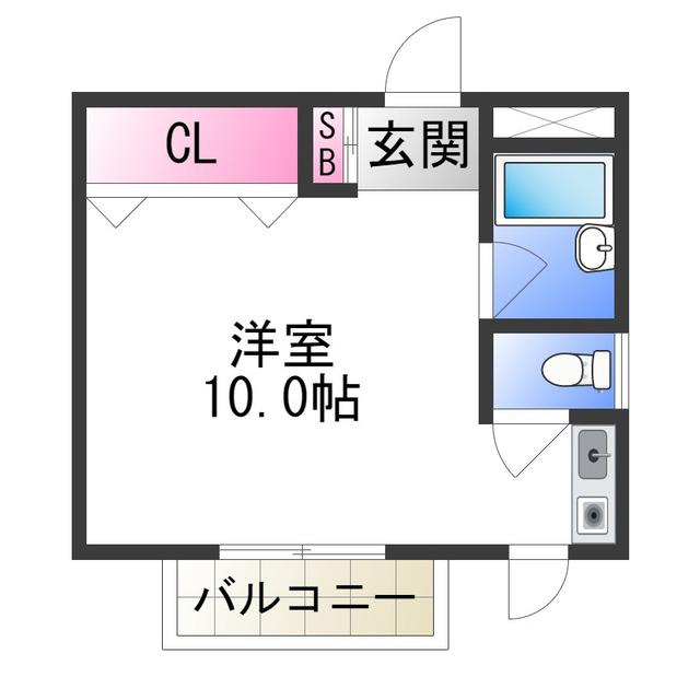 アルモカーサMOZU(ワンルーム/2階)の間取り写真