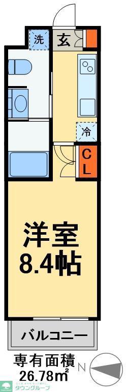 GENOVIA八潮(1K/2階)の間取り写真