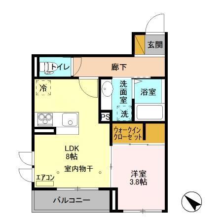 ウィン行徳(1LDK/3階)の間取り写真