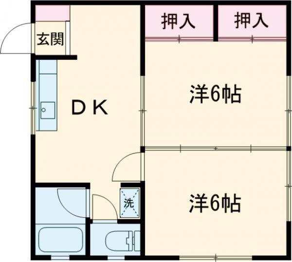 シャルマン(2DK/2階)の間取り写真