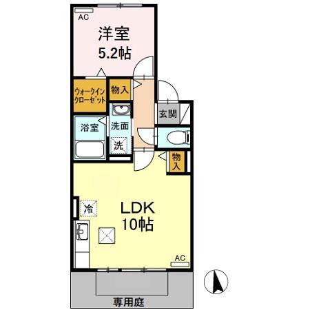 ベルドミール瑞穂 B(1LDK/1階)の間取り写真